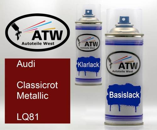 Audi, Classicrot Metallic, LQ81: 400ml Sprühdose + 400ml Klarlack - Set, von ATW Autoteile West.